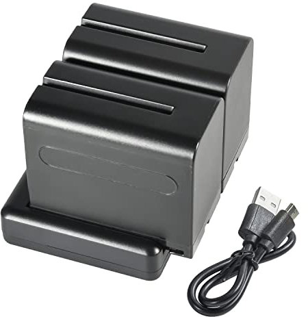 NP-F970 F950 Lot de 2 Batteries Rechargeables de Rechange et Double Chargeur Compatible avec Les appareils Photo Sony NP-F960, F550, F530, F330, F570