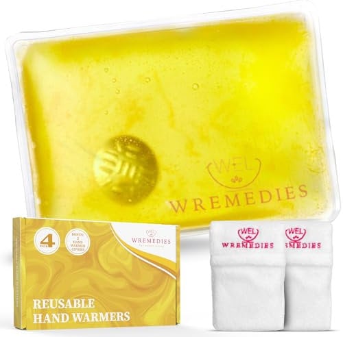 Wremedies for Easier Living Reusable Hand Warmers Gel Click & Heat for Cold Hands Pack of 4 Heat Pads Pocket Warmers Instant Heat Arthritis Aid No Electric Required
