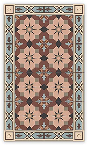 Coloray BirdsEcho Vinyl-Teppich Küchenmatte 140x198cm Dekorative Matte Linoleum Teppich Bodenschutz in der Küche PVC Küchendekorationsmatte - Geometrische Fliesen Azulejos Prominente