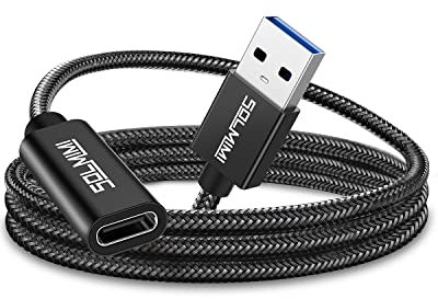 SOLMIMI USB A auf USB C Adapter A Stecker auf Type C Buchse Adapter für Smartphone, Handy, Tablet, Laptop, Notebook, Festplatte, Hub, Typ-C Kabel, Kopfhörer, Auto - 1.2m