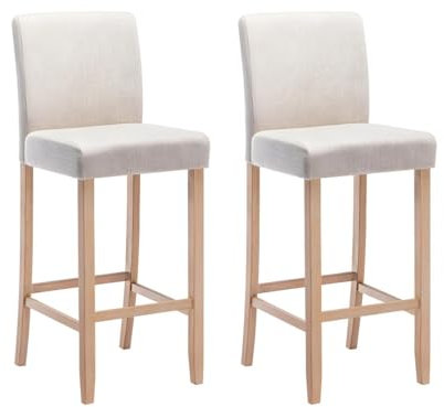 Vente-unique-Lot de 2 tabourets de Bar - Tissu - Beige - Rovigo