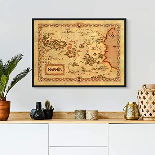 Narnia-Karte Auf Leinwand, Gemälde, Poster Und Drucke, Vintage-Stil, Wandkunst, Bilder Für Wohnzimmer, Heimdekoration 40X60Cm Kein Rahmen