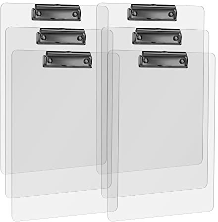 6 Pezzi Cartellina Portadocumenti A4 con Pinza, MSDADA Tavoletta Portablocco, Clipboard Trasparente, Utilizzata per Scuola, Eventi Domestici, Amanti Dell’arte, Ufficio e Seminari(Nero)