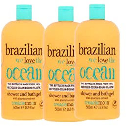 3 Packs of Treacle Moon Brazilian Love Shower Gel, With Guarana Extract (500ml Each)