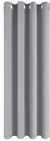 MRTREES Rideau Occultant de Porte Fenetre Isolant Thermique Anti Froid à Tissu Epaisse Double Rideaux Salon Gris Clair Anti Chaleur à Oeillets pour Chambre, Largeur 140 x Hauteur 210cm, Lot de 1