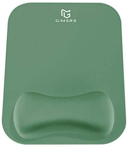 Gimars Mouse Mat with Gel Cushion, Ergonomic Mouse Mat with Hand Rest, Gel Memory Foam Waterproof Mouse Pads with Wrist Rest for Computer Laptop Offfice Home, Dark Green