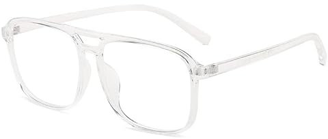 NEWADA Aviator Square Frame Reading Glasses for Men and Women, Anti Blue Ray Computer Reader, Stylish Anti UV Eyeglasses (Color : Clear, Size : +0.50)