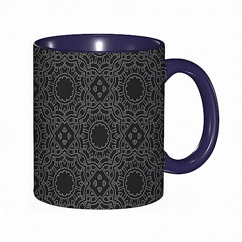 DHAEY Mug porcelaine fine Motif Floral Ethnique Géométrique Moderne,Fleur Vintage |Mug humour pour collègue, amis, copains, frères et soeurs |Mug original avec