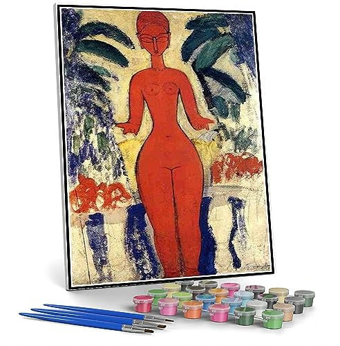DIY Malsets für Erwachsene, stehend Akt mit Garten Hintergrund Malerei von Amedeo Modigliani DIY Ölgemälde Malen nach Zahlen Kits