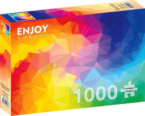 1000 Pieces Jigsaw Puzzle for Adults – Matte Finish, Soft Touch, Sturdy and Unique Pieces, Tight Fit, Vivid Colors, Missing Pieces Service – Rainbow Gradient Multicolor Geometric Swirl by ENJOY Puzzle