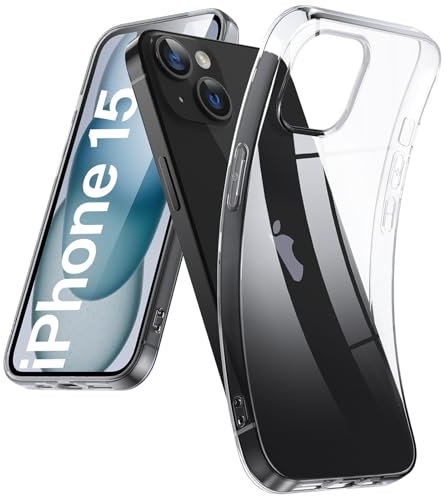 DOSMUNG Klar Hülle für iPhone 15 (6.1), Flexible Minimalistische Silikonhülle Weiche Case Stoßfeste Kratzfestigkeit Handyhülle für iPhone 15, Durchsichtig