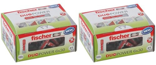 fischer - Cheville tous matériaux DuoPower 6x30 sans vis/Boite à fenêtre de 100 (Lot de 2)