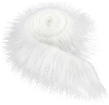 Fonowx Kunstfell Stoff zum Nähen, Kunstfell zum Basteln, Kunstfell Band Kunstpelz Fellstoff, Pelz Stoff Schnitte Flauschige Pelz Patches, Plüschstoff Plüsch Trim für DIY Basteln Nähen Kleidung, Weiß