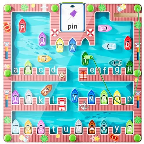 wuzhenguangyuanchu Magnetic Alphabet Maze Puzzle, Montessori Educational Toys for 3 4 5 Year Olds, Toddler Learning Toys ABC Letters Matching Board, Fine Motor Skills