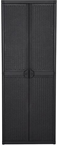 KTHLBRH Gartenschrank Schwarz 65x45x172 cm PP Rattan Büro-Stauschrank Wohnzimmerschrank Möbel für das Wohnzimmer Geeignet für Wohnzimmer, Schlafzimmer, Büro
