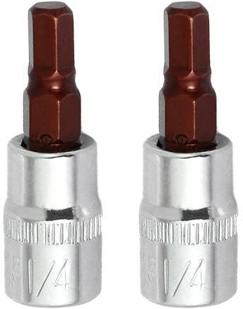 2PCS Juttzzei Hex Bit Socket, 1/4 Drive x H5 (5mm) Allen Key Socket, Premium S2 Alloy Steel 5mm Hex Bit with 1.5 Length for Torque Wrench, Ratchet Wrench, Impact Power Drills