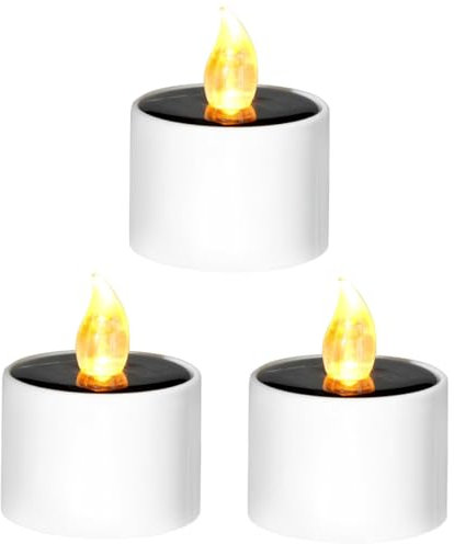 Uonlytech 3 Stücke Wiederaufladbare Kerzen Wiederaufladbare Tee Lichter Solar Licht Flammenlose Kerze Decor Für Romantische