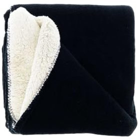 HomeRelax&Style Kuscheldecke 130x180cm » Couchdecke Teddy-Stoff » Wohndecke Tommie mit Wendeoptik Farbe Schwarz