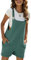Vanchenl Damen Sommer Kurze Latzhose Lässig Verstellbare Träger Lätzchen Baumwolle Leinen Overalls mit Taschen (Dunkelgrün,S)