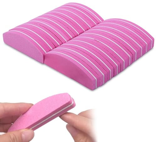 20 PCS Nail Buffer Blocks, Nail Buffer for Natural Gel Acrylic Nails, 100/180 Grit Sponge Nail Polish Sanding Buffer Manicure Tools(Pink)