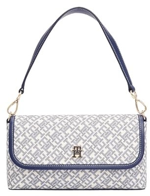 Tommy Hilfiger Damen Monogram Shoulder Bag with Removable Crossbody Strap Umhängetasche, Space Blue Print
