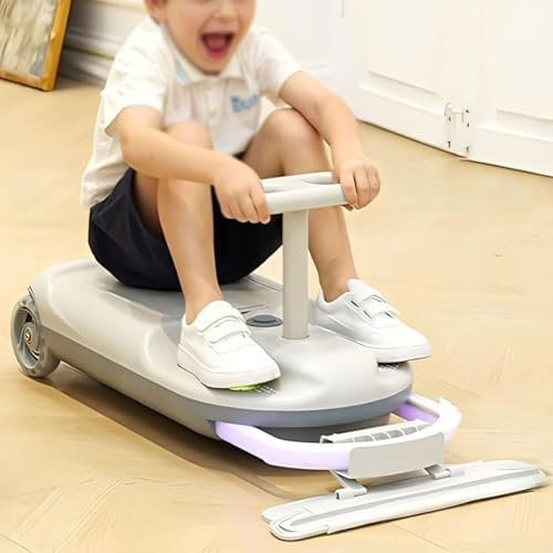 Upgraded Clean Go Kart for Kids,Electric Ride On Mop Floor Cleaner Car,12V Ride On Race Car Wiggle Car for Ages 3-12 Years,Metal Rod with Built-in Bearings