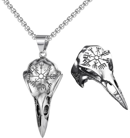 CYNOSURETECH 1 Necklace and 1 Ring, Crow Element Jewelry, Retro Style, Punk Fashion, Unisex-Adults