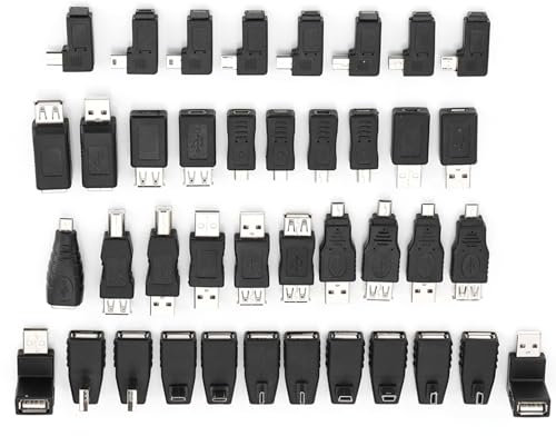 TIKATARER Conector USB 3.0 Tipo B, Adaptadores USB 2.0 Conectores Convertidores USB 3.0 Tipo B Hembra en ángulo Mini Micro Tipo B Macho Hembra