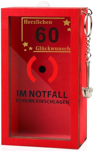 ANRUZON - Originelle 60 Geburtstag Geschenk Frauen & Männer - 60.Geburtstag Geldgeschenke - Lustige Notfallbox mit Hammer und Seil - Deko Holzkiste - Personalisierbares Geschenk