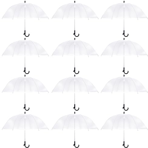 LECEHIVO Transparente Kinder-Regenschirme mit einfachem Griff, transparent, winddicht, Blasenkuppel für Kleinkinder, Jungen und Mädchen, Alter 7,6–17,8 cm, Fotoshooting, Hochzeit, 12 Stück
