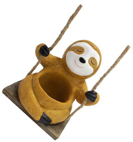 Kisangel Hängender Faultier Schaukel Blumentopf Aus Stabilem Resin Wetterfester Pflanzkübel Gartendeko Draußen Niedliche Pflanze Sukkulenten Übertopf Pflanzgefäß Für Balkon Innenhof Wohnzim