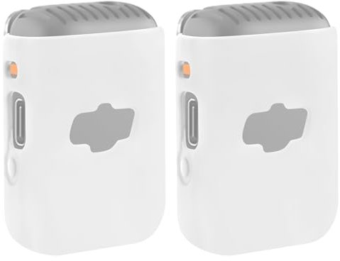 Geekria for Creators Microphone Case Cover Compatible with DJI Mic 2 Transmitter, Mic Silicone Protective Skin, Soft Sleeve Shell Protector (White / 2 Pack)