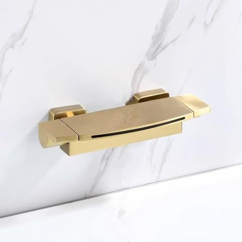 Robinet mitigeur de baignoire cascade mural doré brossé – Robinet de baignoire en laiton chaud et froid pour une expérience spa luxueuse