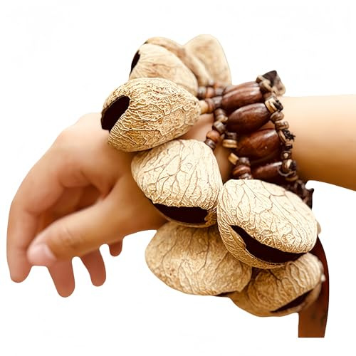 Fay Bless Seed Shell Dance Armbänder, Nut Band Handgelenk Shaker Glocken für Tanz, Yoga, Meditation, ASMR und Klangtherapie (Pang)