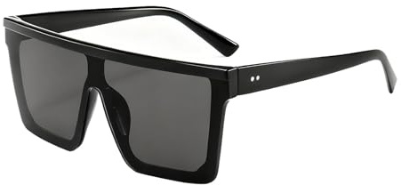CeoxThao Modische quadratische, übergroße Sonnenbrille für Damen und Herren, UV400-Schutz, Schwarze Sonnenbrille, rahmenloses Design, verspiegelte Linsen,Accessoire für jeden Anlass