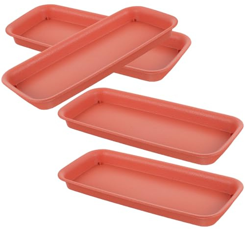 HYTROVE Platos de Plástico Rectangulares para Macetas 4 Piezas, Bandejas para Plantas Alta Durabilidad, Uso en Jardineras y Espacios Interiores