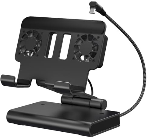 Dockingstation für ROG Ally X/Steam Deck/MSI Claw/Legion Go Cooling Dock mit Dual Lüftern, 4K 144Hz HDMI 2.1 100W PD USB 3.2 Gigabit Ethernet Verstellbarer Ständer (kein Licht)