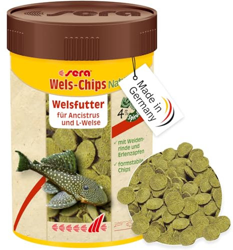 sera Pleco Chips 250 ml (92 g) | Formstabile Chips für den gesunden Wels wie Ancistrus & L-Welse | Hohe Futterverwertbarkeit | Futter für Zierfische | Fischfutter Made in Germany