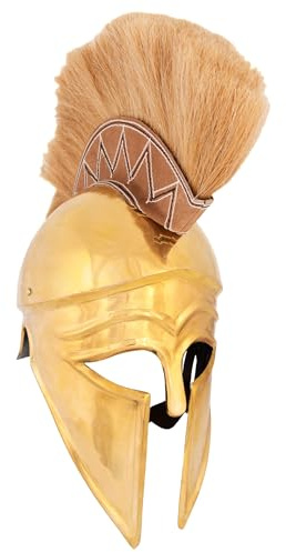 Battle-Merchant Mittelalterlicher Italo-Korintherhelm mit Helmbusch | Dekorative Authentische Helm Replik, Reenactment, LARP