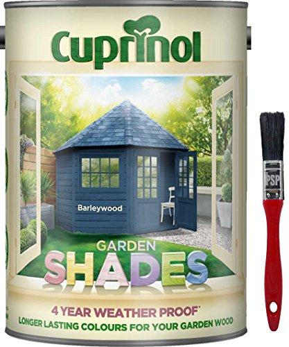 New 2018 Cuprinol Garden Shades Barleywood 5L with PSP touch-up brush for hard to get at areas.