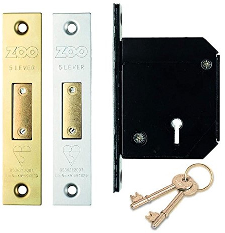 British Standard Chubb Replacement 5 Lever Dead Lock 80mm Brass Anti Tarnish Finish