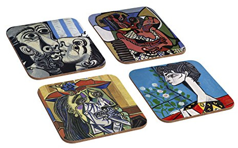 Mugmart Holz-Untersetzer-Set mit Picasso-Kunstwerken, 4-teilig