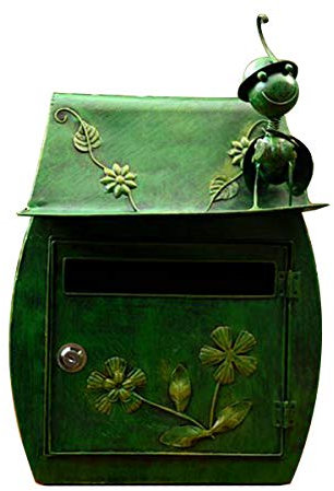 TentHome Boîte aux Lettres Murale Vintage en Fer avec Serrure Clé pour Maison, Vert