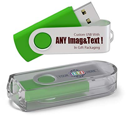 MEINAMI Lot de 25 Clé USB Personnalisée 8 GO Flash Drive USB avec Votre Logo USB 2.0 - Vert