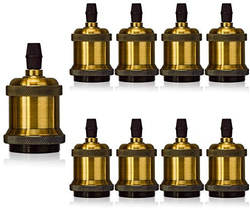 iDEGU 9 Stück Reteo Lampenfassung E27 Metall Lampensockel Edison Lampenfüße Schrauben LED Adapter Lampe für Kronleuchter Hängeleuchte Deckenlampe DIY - Farbe: Messing