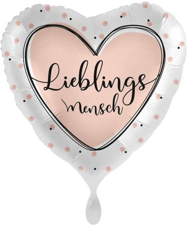 Premioloon 1 Folienballon Lieblingsmensch Herz weiß Rosegold schwarz ca 45 cm ungefüllt Ballongas geeignet