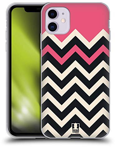 Head Case Designs Rose Coleur Bloc Chevron Coque en Gel Doux Compatible avec Apple iPhone 11