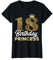 Süße Geschenkidee 18. Geburtstag Mädchen 18 Jahre - Schwarz, S - T-Shirt mit Glitzer, Prinzessin, Krone, Klassische Passform, Halbarm, Pull-On, 1 Count