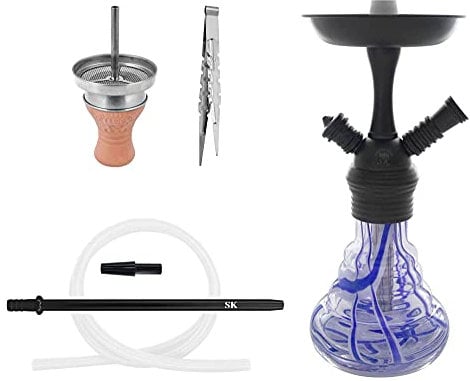 Shisha King® SKS 300 Wasserpfeife im Set | +Kopf +Aufsatz +Schlauch +Mündstück | wunderschöne Bowl (schwarz - blau)