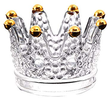 1PC Clear Crown Ring Holder Glass Jewelry Holder Ring Holder Wedding Rings Bracelets Earring Necklace Display Holder Stand Home Room Decor Dish Organizer for Girls Women Wedding Birthdays Xmas
